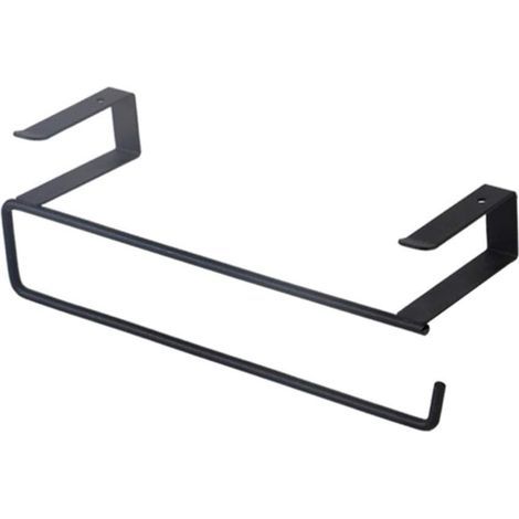 Porte-rouleau de papier en forme de S, organisateur de perçage pour armoire de cuisine ou étagère de garde-manger, gain de place, peinture en fer épaissie, longueur 9,44 pouces (noir) (1/5)