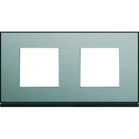 Plaque gallery 2 postes horizontale 71mm placage steel HAGER WXP2112 (1/4)