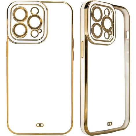 Funda de moda para Samsung Galaxy A12 5G, cubierta de gel con marco dorado, color blanco. (1/5)