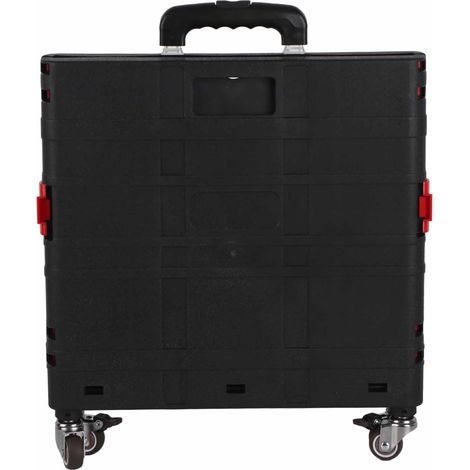 Chariot pliable utilitaire 4 roues frein silencieux universelles diable pliable roulant caisse pliante avec couvercle noir grandes roues (1/5)