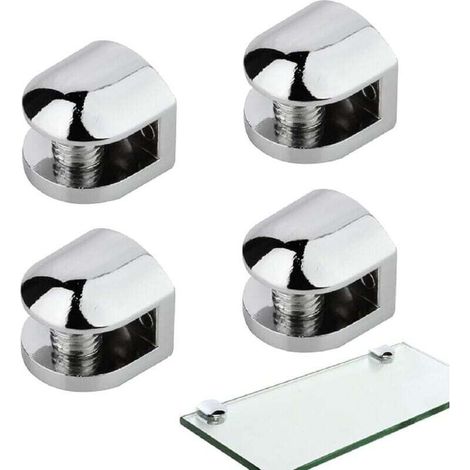 Pince de Support de Verre, Pince à Verre Réglable, Accroche Miroir Mural, 4PCS Support Étagère Verre Fixation Miroir Pince Support Cloison en Verre Adaptatif de 5-8 mm d'Épaisseur