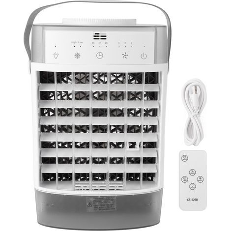 Ventilateur de bureau avec télécommande, silencieux et brumisateur, pour bureau ou dortoir, gris (1/5)