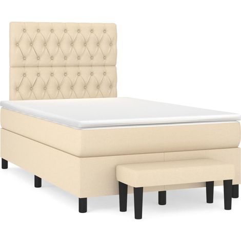 Maison Exclusive - Giroletto a Molle con Materasso Crema 120x200 cm in Tessuto (1/4)
