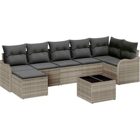Maison Exclusive - Set Divano da Giardino Grigio chiaro polyrattan