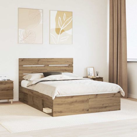 Estructura de cama con cabecera Roble Artesanal 150 x 200 cm