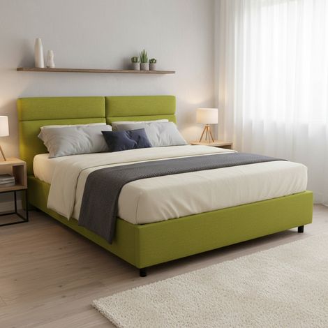 Ehebett Alcatron, abziehbar, mit Stauraum, Made in Italy, Matratze 160x190 cm, Grün (1/5)