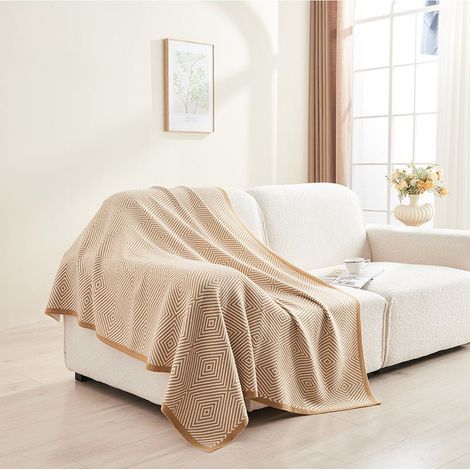Plaid taupe à motifs chevron 130 x 180 cm BOREAL