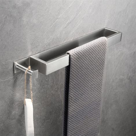 Wandmontierter Handtuchhalter aus Edelstahl, kein Bohren oder Nägel erforderlich, für Bad und WC. Farbe: Silber – Ausführung 3.