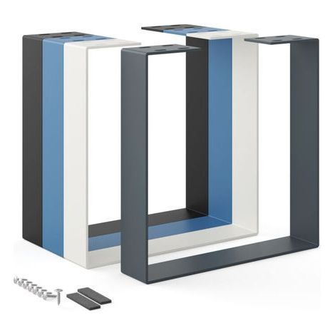 Holzbrink – Pied de table en métal gris 40x43 cm – Acier plat 5 mm – Charge maximale 100 kg – Accessoires de montage inclus (1/5)