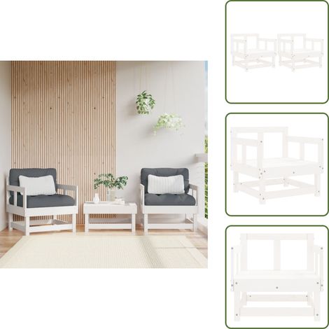 vidaXL Sillones de jardín 2 unidades madera maciza pino blanco (1/5)