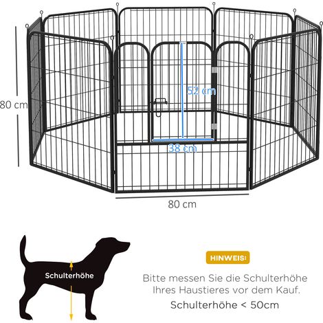 Parc métallique modulable noir pour chiots 79x79cm avec porte, enclos personnalisable pour chiens lapins et tous animaux domestiques (1/5)