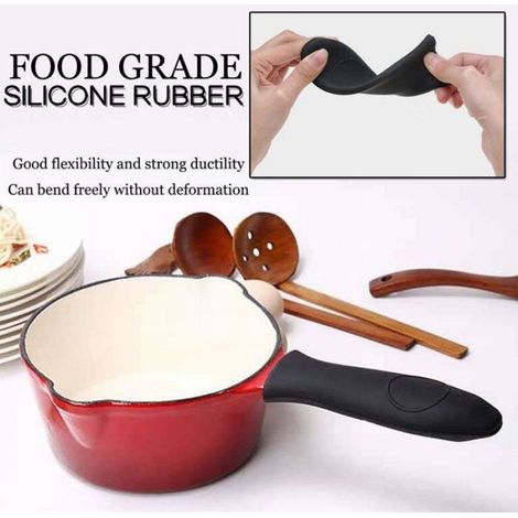 Grattoir à poêle à griller Support à poignée chaude en silicone Poêle à main Nettoyants pour poêles en fonte Isolation chaude (1/5)