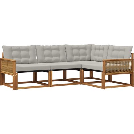 Outdoor Sofa Set with Cushion 4 pcs Natural and Light Grey vidaXL (1/5)