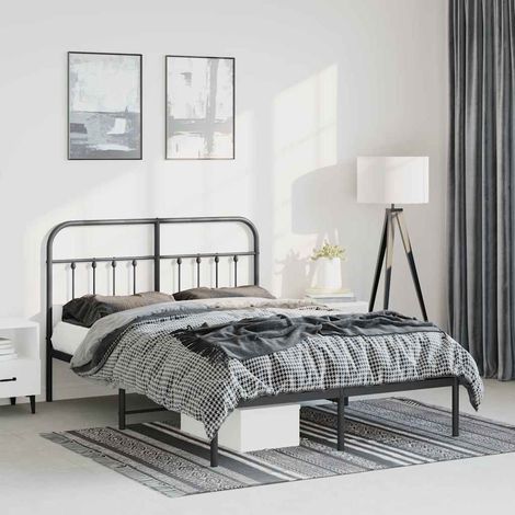 vidaXL Estructura cama sin colchón con cabecero metal negro 150x200 cm (1/5)