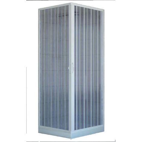 Cabine de douche 80 x 80 cm – Hauteur 185 cm – PVC blanc – Fermeture à soufflet 90° – Réductible pour espaces confinés - CM 80 X (1/2)