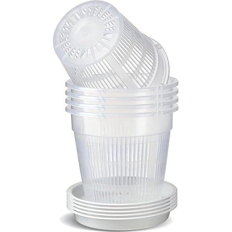 Macetas para orquídeas - Macetas para flores - Crecimiento saludable de las raíces - Drenaje superior - 16 cm - Transparente (1/5)