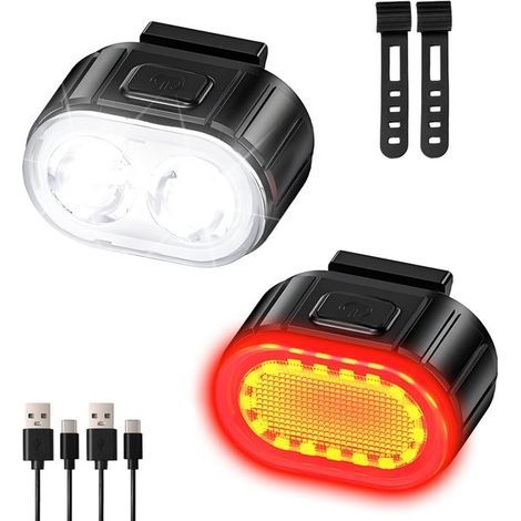 Fahrradbeleuchtungsset – Schwarz – USB-C-wiederaufladbares Licht – Vorder-/Rücklicht (1/5)