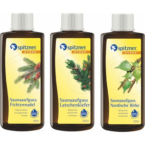 Spitzner Saunaaufguss 3er Set Fichtennadel Latschenkiefer Nordische Birke 3x 190ml