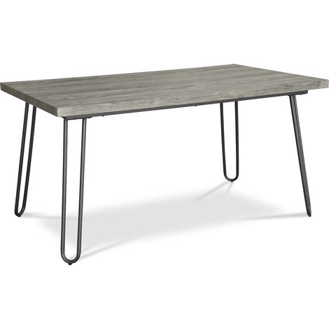 Tavolo da pranzo rettangolare - Stile industriale - Legno e metallo - 150 cm - Hairpin Grigio