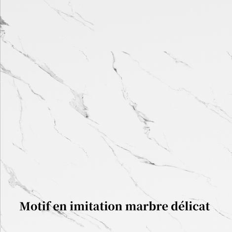 Table à manger blanche effet marbre en MDF et métal avec rallonge papillon et pieds réglables pour cuisine et salon (1/5)