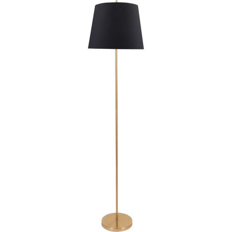 Lampadaire Elena doré abat-jour noir E27 20W Polux (1/4)