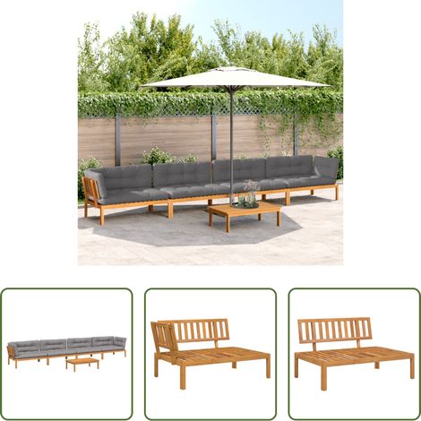Akazienholz - 5-tlg. Garten-Sofagarnitur aus Paletten mit Kissen Akazienholz (1/5)