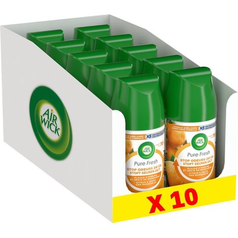 AIRWICK DESODORISANT MAISON RECHARGE DIFFUSEUR FRESHMATIC PURE FRESH AGRUMES - LOT DE 10