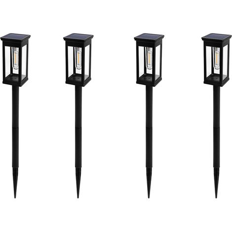 (Lot de 4,Blanc Chaud) Lampe Solaire Exterieur, IP44 Allumage Automatique Lampe Solaire Jardin pour Balcon, Terrasse, Chemin, Pelouse, Extérieur, (1/5)
