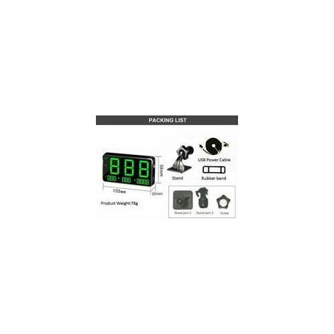 Voiture Moto Numérique GPS Compteur De Vitesse Head Up Display MPH Alarme De Survitesse（105X16X60mm） (1/4)