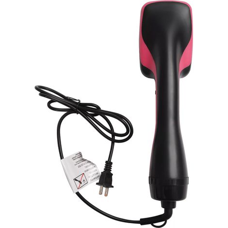 Sèche-cheveux et peigne électrique 2 en 1 multifonction, peigne pour cheveux secs et humides, peigne à air chaud, noir et rose