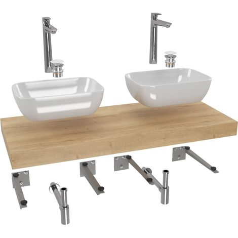 Naturel Hansgrohe Badezimmerset mit Dolce 120x8x50 cm Halifax-Eiche KSETDO18