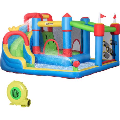 Aufblasbare Burg für Kinder mit Rutsche, Trampolin und Pool, 390 x 300 x 197 cm