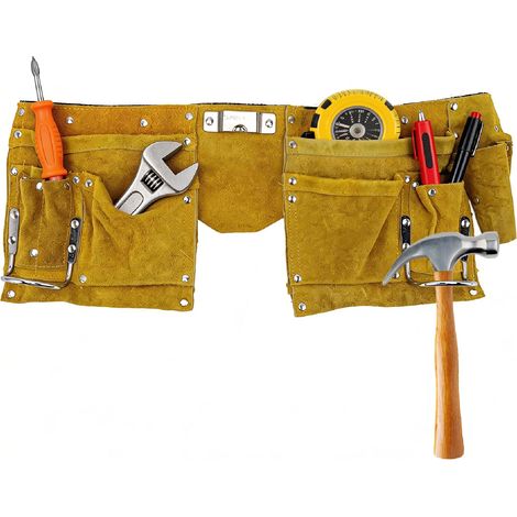 Ceinture à outils en cuir robuste, avec plus de poches, tablier de dégagement rapide, ceinture de charpentier (1/5)
