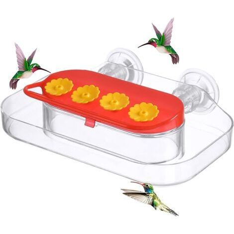 Mangeoire pour Colibri Fenêtre Mangeoire Fixée par Ventouses sur Fenêtre,Support Décoratif pour Observation Naturelle sur Balcon Terrasse Grillage-Chrom (1/5)