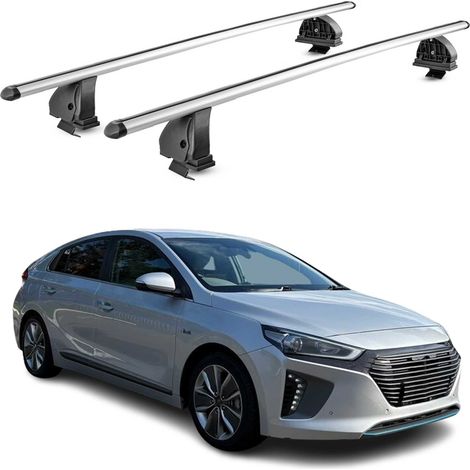 OMAC Aluminium Dachträger Querträger für Hyundai Ioniq 2017-2022 – TÜV / DIN 75302:2019 – Abschließbar – T-Nut – Max. 75 kg – 2 Stangen – Silber (1/5)