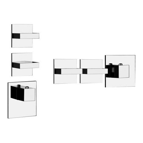 Gessi Rettangolo, ensemble prêt à monter avec 2 voies séparées,
