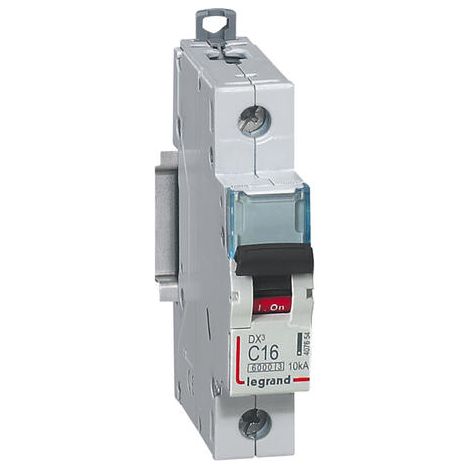 Legrand – Disjoncteur unipolaire 16A – Courbe C – 10kA – Arrivée haute et départ bas à vis – 1 module – Tension 230V à 400V (1/5)