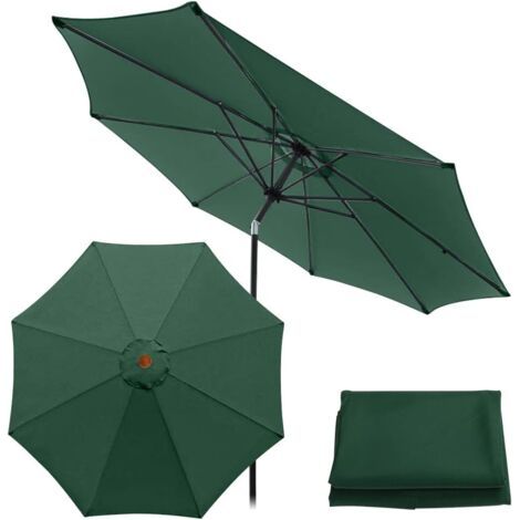 VURAHOME - Housse de Rechange pour Parasol de Table de marché, Table et Parasol - 8 Baleines - 3 m - Imperméable - Anti-Ultraviolet - Vert (1/5)