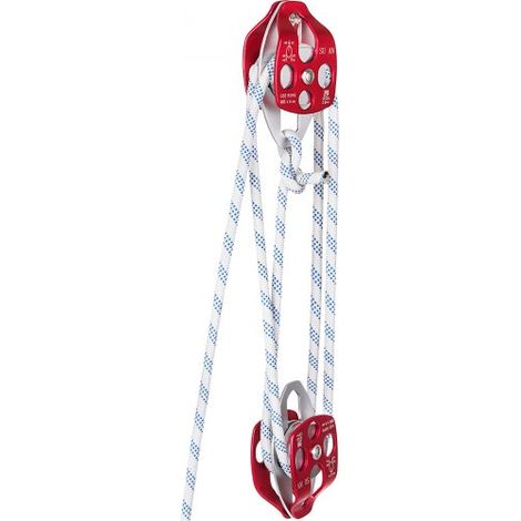 Bloc à double poulie avec corde tressée 12 mm x 46 m système (1/5)