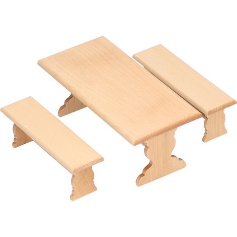 Banc en Bois Miniature pour Maison de Poupée - Modèle Décoratif et Non Toxique (1/5)