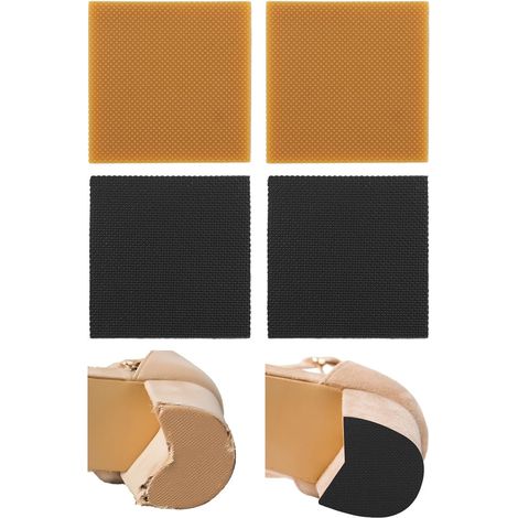 4pcs Patchs Antidérapants pour Talons Hauts, Coussinets Antidérapants Carrés Talons Chaussures Patchs de Réparation de Semelles en Caoutchouc pour Femmes et Hommes (Noir et Jaune) (1/5)