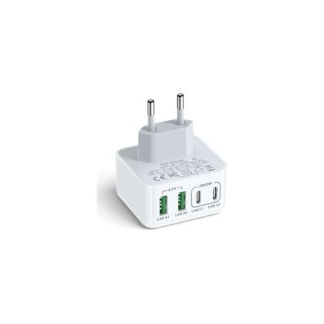 USB-C-Ladegerät, 40 W 4-Port USB-C-Schnellladegerät, Dual-Port PD+QC Typ-C-Adapter für iPhone 16, 15, 14, 13, 12, 11, Pro Max, X, XS, XR, 8, 7, 6S Plus, Mini, SE, iPad, Samsung Galaxy – Crezuo (1/4)