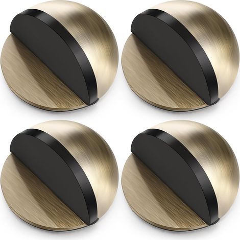 Butées de porte autocollantes ovales en acier inoxydable, butées de porte en demi-lune à fixer au mur, avec adhésif pour sols durs et verre (couleur bronze, 4 pièces) (1/5)