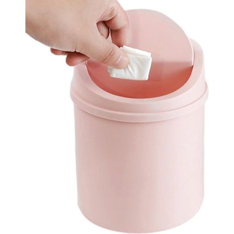 Mini papelera - Cubo de basura pequeño - Organización de escritorio - Tecnología repelente de olores - 16,5 cm de alto - Blanco (1/5)
