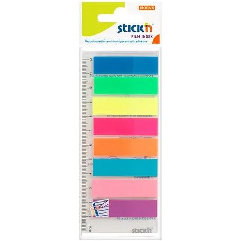 Onglets de classement. 8 couleurs néon x 25 pièces + règle adhésive 21345 (1/3)