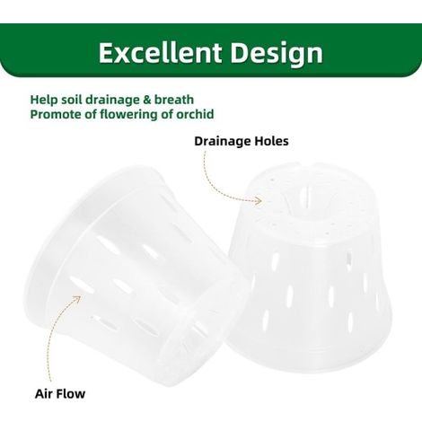 pot de fleurs en plastique transparent de 5 pouces pour orchidées (1/5)