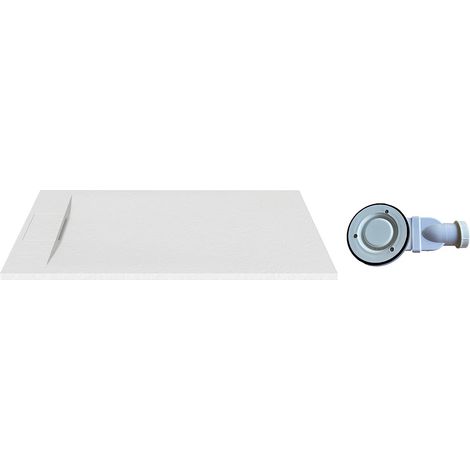 Piatto doccia extra-piatto da appoggio o da incasso rifilabile in resina SMC con sifone Bianco opaco 120 x 90 cm - TARPOSA