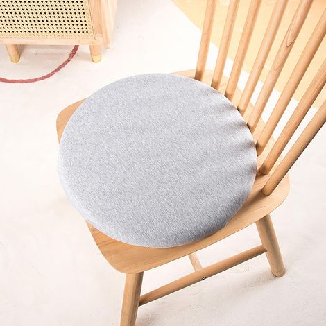 Coussin de chaise rond de 30 cm, antidérapant, en mousse à mémoire de forme, avec housse amovible, adapté comme coussin de siège rond pour chaises de cuisine, argent