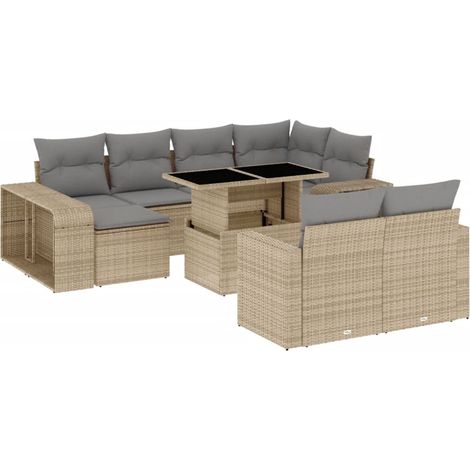 Maison Exclusive - Set de sofás de jardín 11pzas con cojines ratá (1/5)