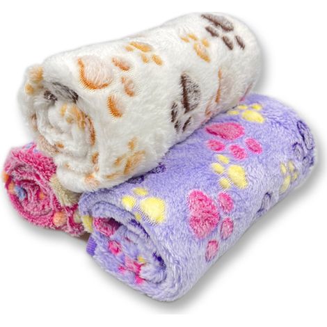Couverture pour chien et chat, lavable et moelleuse, lot de 3, douce et chaude, en polaire, pour petits et moyens chiens et chats. Couverture pour animaux, tapis de couchage pour canapé ou lit, motif (1/4)